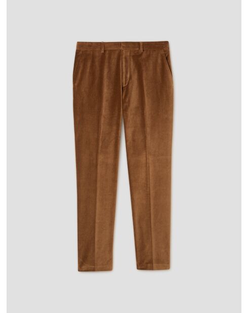 Pantalon de costume slim en velours caramel 2