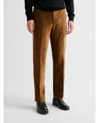 Pantalon de costume slim en velours caramel 2