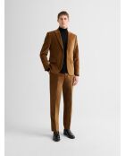 Pantalon de costume slim en velours caramel 2