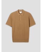 Polo col boutonné jeux de points camel