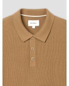 Polo col boutonné jeux de points camel