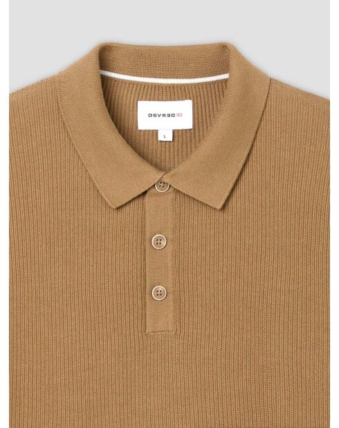 Polo col boutonné jeux de points camel