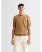 Polo col boutonné jeux de points camel