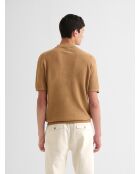 Polo col boutonné jeux de points camel