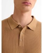 Polo col boutonné jeux de points camel