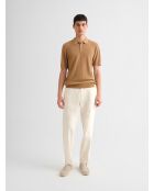 Polo col boutonné jeux de points camel