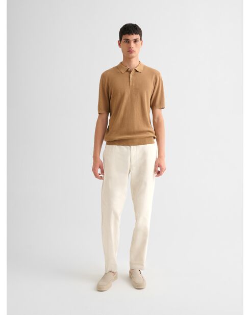 Polo col boutonné jeux de points camel