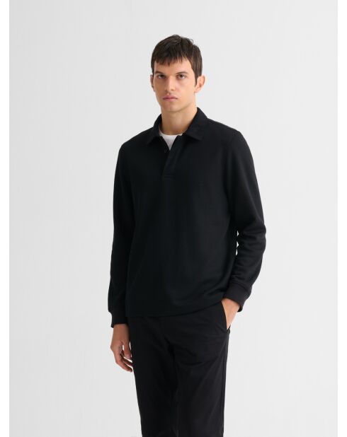 Polo boutonné regular noir