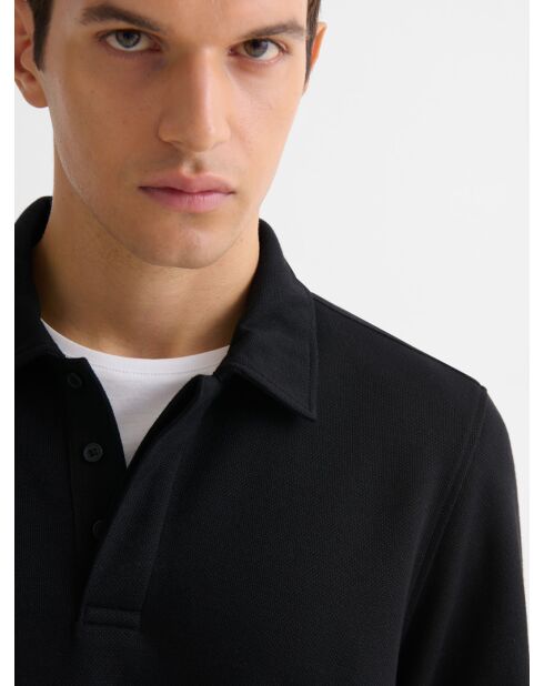 Polo boutonné regular noir