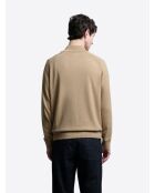 Cardigan zippé en coton bio noisette