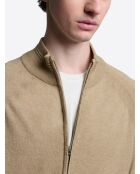 Cardigan zippé en coton bio noisette