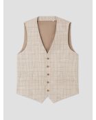 Gilet de costume à carreaux beige clair