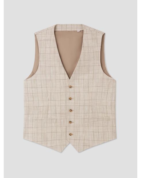 Gilet de costume à carreaux beige clair