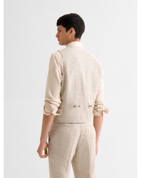 Gilet de costume à carreaux beige clair