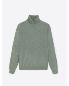 Mandelgrüner Rollkragenpullover aus Merinowolle