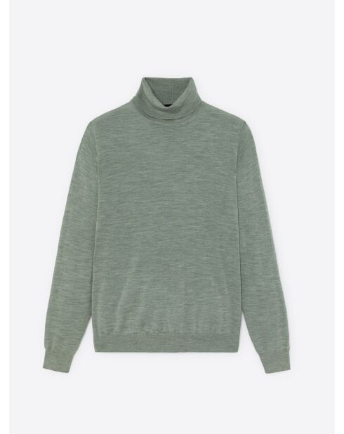 Mandelgrüner Rollkragenpullover aus Merinowolle
