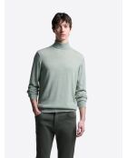 Mandelgrüner Rollkragenpullover aus Merinowolle