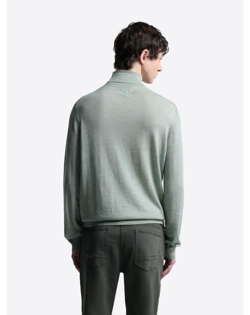 Mandelgrüner Rollkragenpullover aus Merinowolle