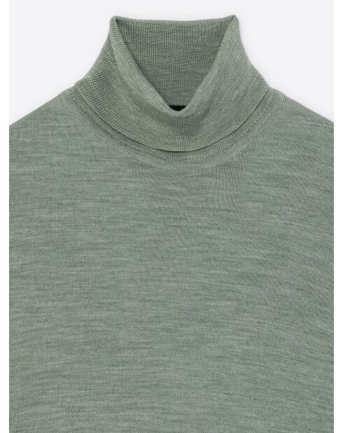 Mandelgrüner Rollkragenpullover aus Merinowolle