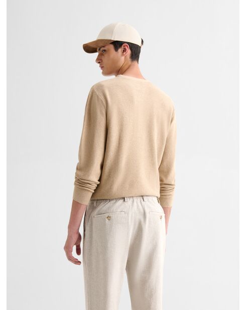 Jersey abotonado de algodón orgánico beige arena
