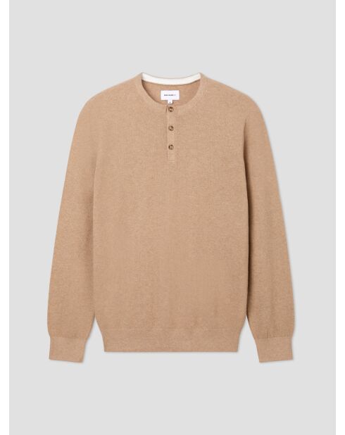 Jersey abotonado de algodón orgánico beige arena