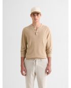 Jersey abotonado de algodón orgánico beige arena