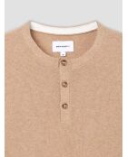Jersey abotonado de algodón orgánico beige arena