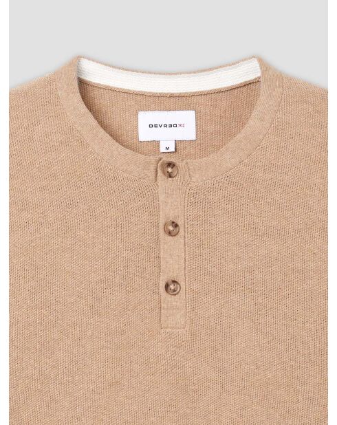 Jersey abotonado de algodón orgánico beige arena