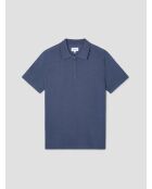 Polo zippé en jersey bleu
