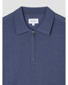 Polo zippé en jersey bleu