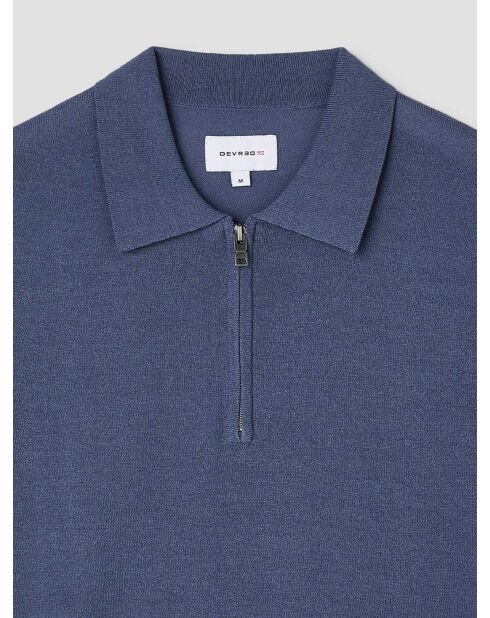 Polo zippé en jersey bleu