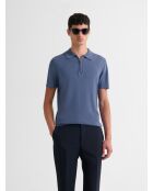 Polo zippé en jersey bleu
