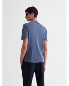 Polo zippé en jersey bleu