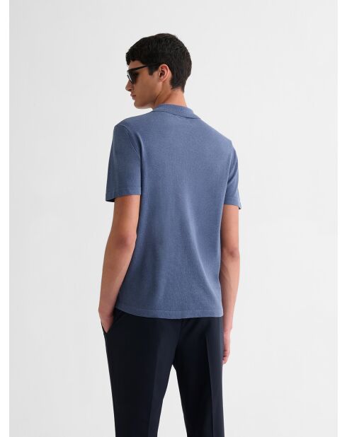 Polo zippé en jersey bleu