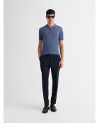 Polo zippé en jersey bleu