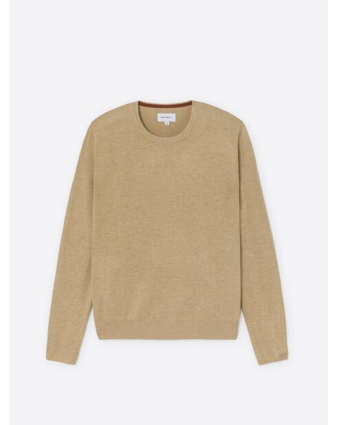 Jersey beige de viscosa certificada con cuello redondo