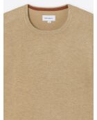 Jersey beige de viscosa certificada con cuello redondo