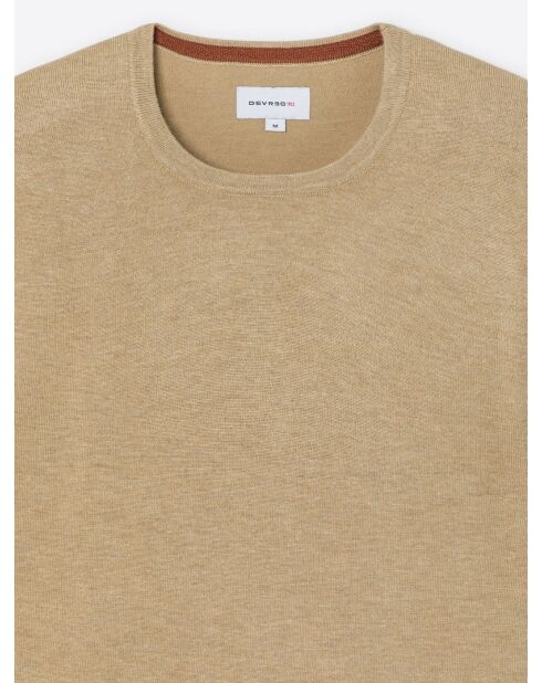 Jersey beige de viscosa certificada con cuello redondo