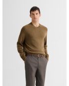 Maglione con scollo a V in misto lana nocciola