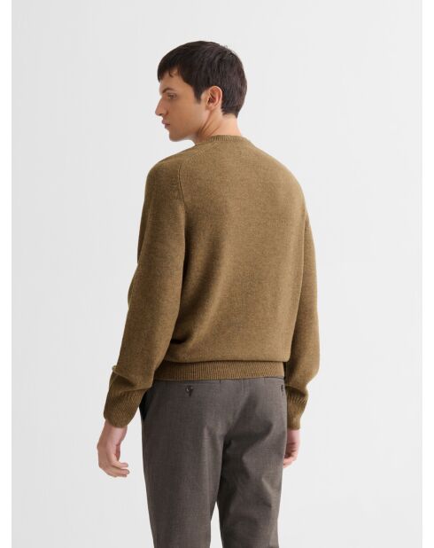 Maglione con scollo a V in misto lana nocciola