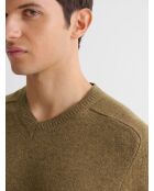 Maglione con scollo a V in misto lana nocciola