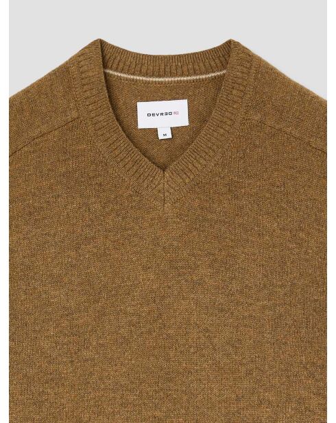 Maglione con scollo a V in misto lana nocciola