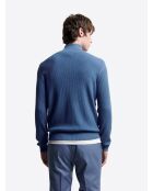 Maglia blu con collo a imbuto in viscosa certificata