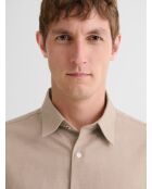 Camisa delgada de algodón beige Safari