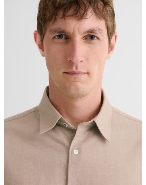 Camisa delgada de algodón beige Safari