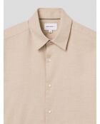Camisa delgada de algodón beige Safari