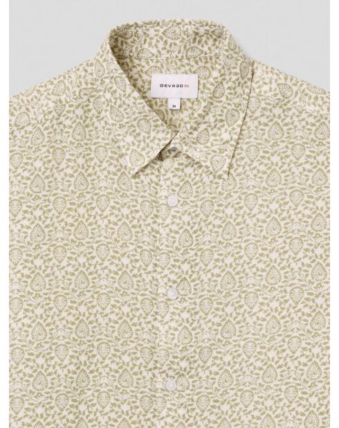 Slank katoenen shirt met amandelgroen patroon 2