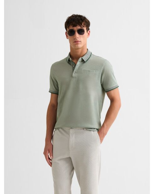 Polo boutonné chiné vert