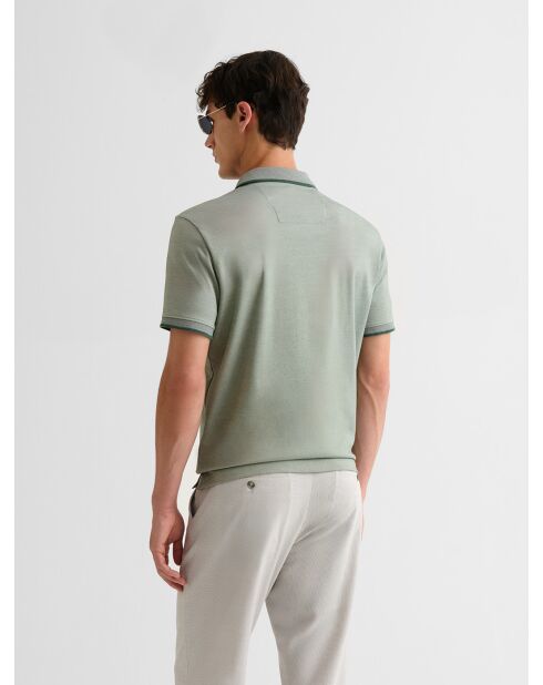 Polo boutonné chiné vert
