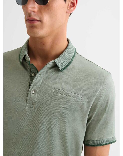 Polo boutonné chiné vert